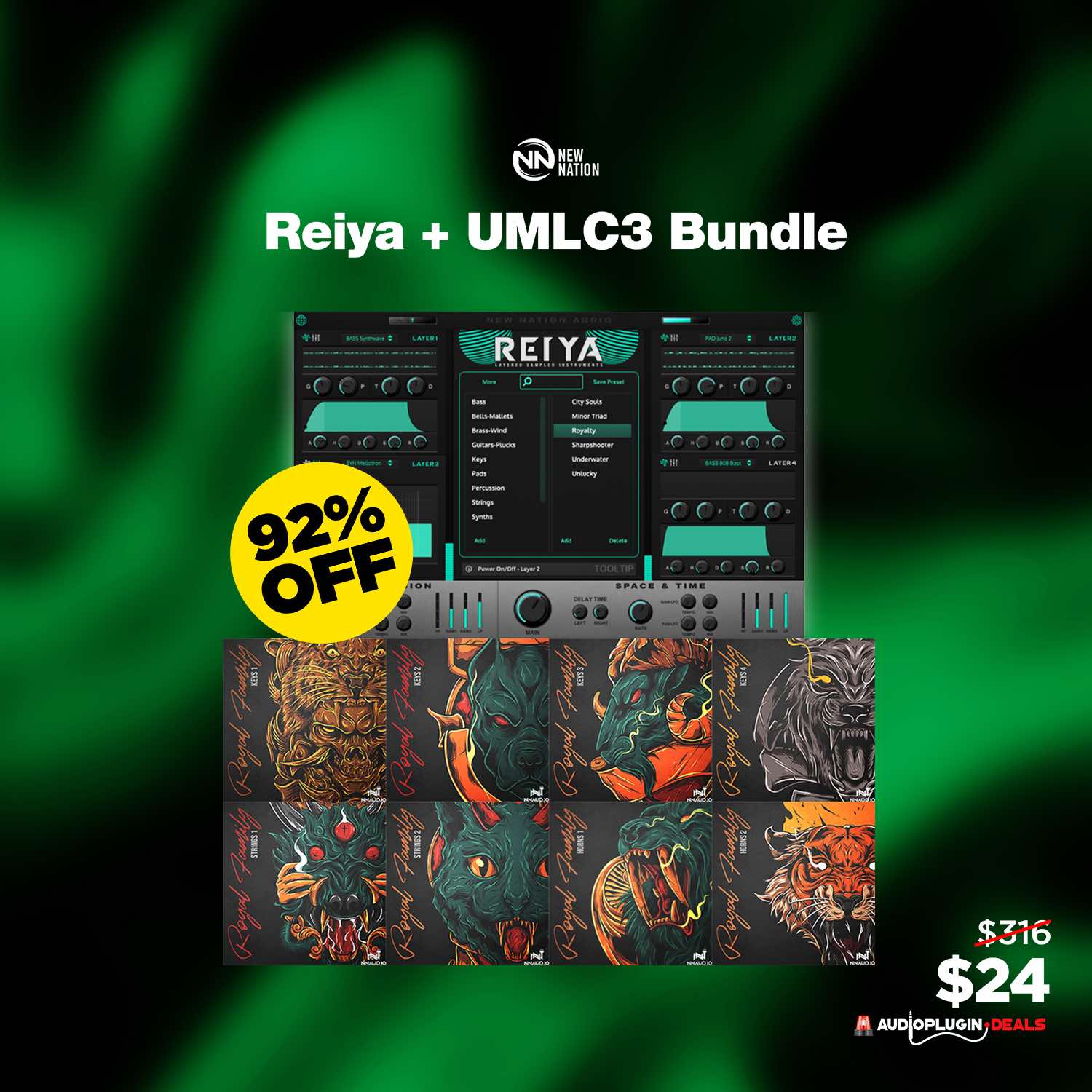 New Nation『Reiya + Ultimate MIDI Library 3 Bundle』 4つのサンプル